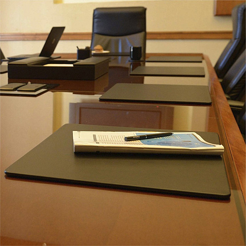 Dacasso Leatherette Conference Table Pad Rectangular - 20" Width x 16" Depth - Felt Black Backing - Leatherette - Black - 1 Each (P1031)