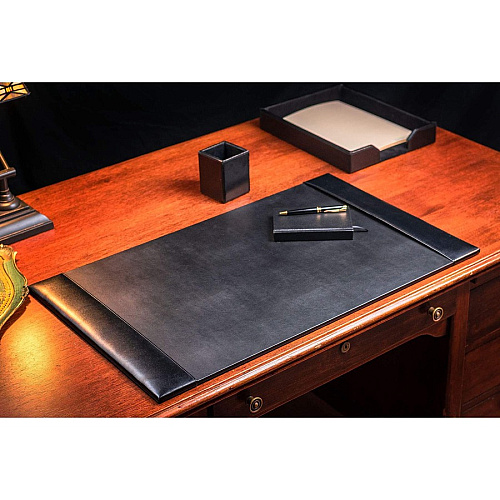 Dacasso Bonded Leather Desk Pad Rectangular - 30" Width x 18" Depth - Felt Backing - Bonded Leather - Black - 1 Each (P1403)