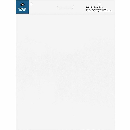 Business Source 25"x30" Self-stick Easel Pads 30 Sheets - Plain - 25" x 30" Sheet Size - White Paper - Cardboard Cover - Self-stick - 4 / Carton (BSN38592)