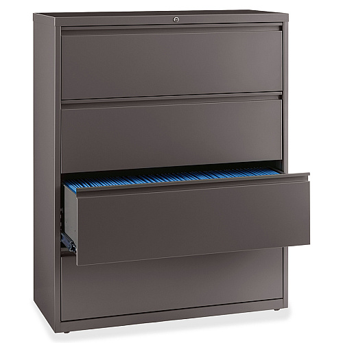 Lorell Fortress Series Lateral File 42" Width x 18.6" Depth x 52.5" Height - 4 x Drawer(s) for File - Letter, Legal, A4 - Lateral - Magnetic Label Holder, Ball Bearing Slide, Ball-bearing Suspension, Adjustable Leveler, Interlocking, Reinforced (LLR60474)