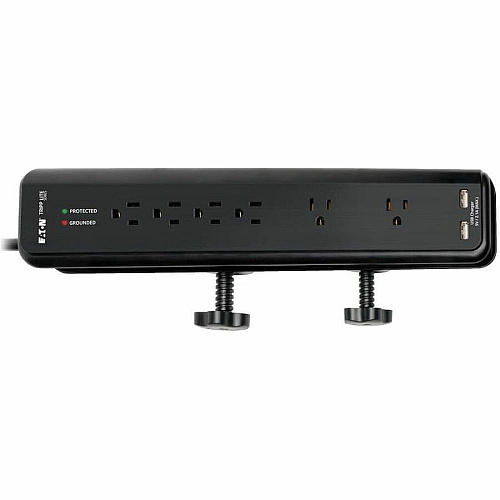 Tripp Lite series 6-outlet 2100J Surge Protector 6 x NEMA 5-15R - 1875 VA - 2100 J - 120 V AC Input - 5 V DC Output - 35.5 kA - 6 ft (TLP606DMUSB)