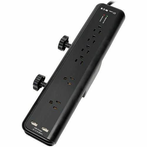 Tripp Lite series 6-outlet 2100J Surge Protector 6 x NEMA 5-15R - 1875 VA - 2100 J - 120 V AC Input - 5 V DC Output - 35.5 kA - 6 ft (TLP606DMUSB)
