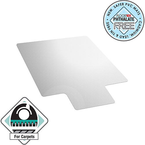 Computex&reg; Anti-Static Vinyl Lipped Chair Mat for Carpets up to 3/8" - 36" x 48" Carpeted Floor, Carpet, Electrical Equipment - 48" Length x 36" Width x 0.110" Depth x 0.110" Thickness - Lip Size 10" Length x 20" Width - Lipped - Polyvinyl C (319226LV)