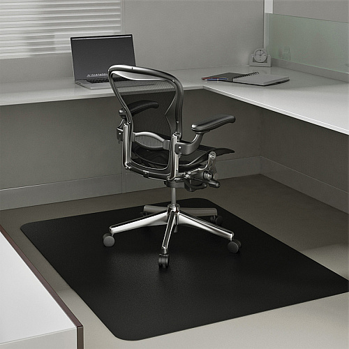 Deflecto EconoMat Chair Mat Floor, Office, Carpeted Floor, Breakroom - 53" Length x 45" Width - Rectangular - Vinyl - Black - 1 Each (CM11242BLK)