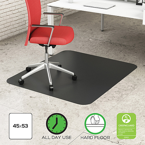 Deflecto Black EconoMat for Hard Floors Hard Floor, Office, Carpeted Floor, Breakroom - 60" Length x 46" Width - Rectangular - Vinyl - Black - 1 Each (CM21442FBLK)
