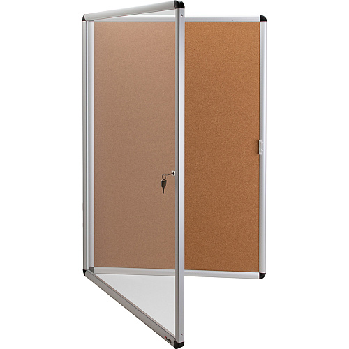 Lorell Enclosed Cork Bulletin Board 36" Board Height x 24" Board Width - Natural Cork Surface - Lock, Resilient, Durable, Self-healing - Aluminum Frame - 1 Each (LLR42706)