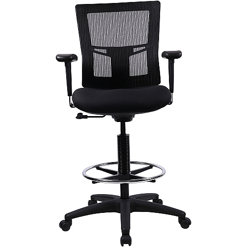 Lorell Mesh Back Drafting Stool Black Seat Color - Black Back Color - 5-star Base - Black - 1 Each (LLR43100)