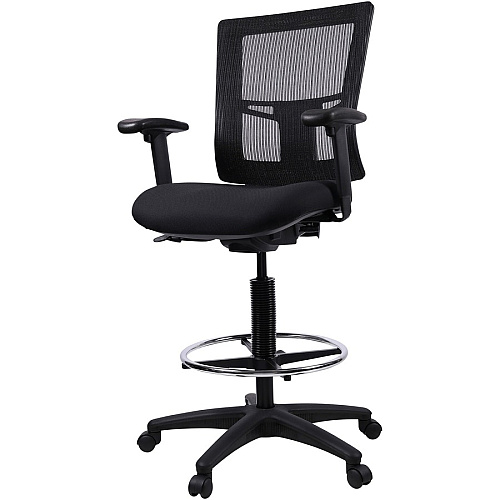 Lorell Mesh Back Drafting Stool Black Seat Color - Black Back Color - 5-star Base - Black - 1 Each (LLR43100)