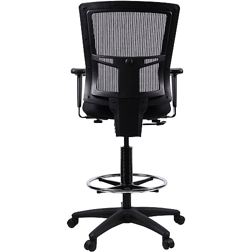 Lorell Mesh Back Drafting Stool Black Seat Color - Black Back Color - 5-star Base - Black - 1 Each (LLR43100)