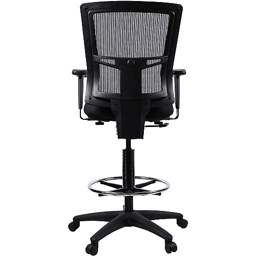 Lorell Mesh Back Drafting Stool Black Seat Color - Black Back Color - 5-star Base - Black - 1 Each (LLR43100)