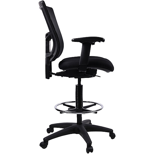 Lorell Mesh Back Drafting Stool Black Seat Color - Black Back Color - 5-star Base - Black - 1 Each (LLR43100)