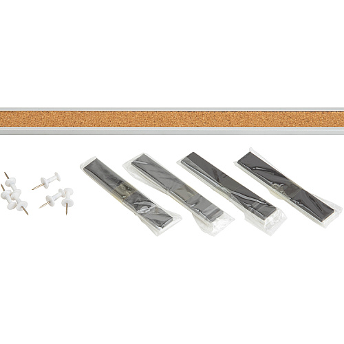 Lorell Cork Strip Bulletin Bar 36" Board Width - Cork Surface - Self-healing, Fade Resistant, Self-sealing - Anodized Aluminum Frame - 1 Each (LLR49534)