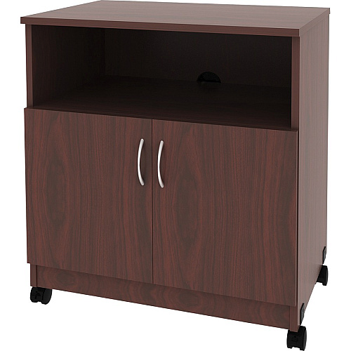 Lorell Mobile Machine Stand with Shelf 30.75" Height x 28" Width x 19.25" Depth - Mahogany - Laminated Particleboard - Mahogany (LLR60268)