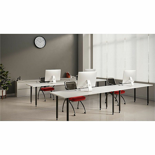 Lorell Mesh Back Fabric Seat Nesting Chairs Real Red Seat Color - Fabric Seat Material - Powder Coated Frame Color - Metal Frame Material - Four-legged Base - Mesh - Armrest - 2 / Carton (LLR8437402)