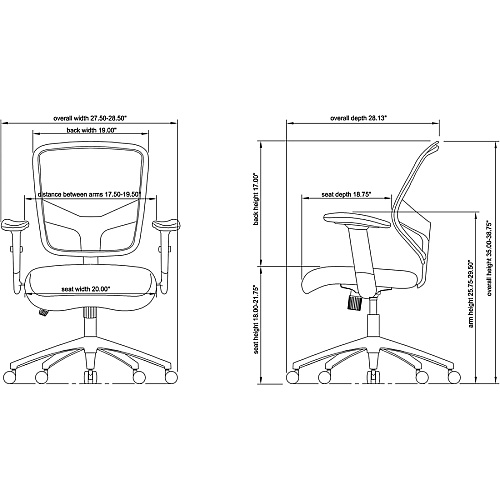 Lorell Executive Mesh Mid-Back Office Chair Black Seat Color - Fabric Seat Material - Black Back Color - 5-star Base - 1 Each (LLR84565)