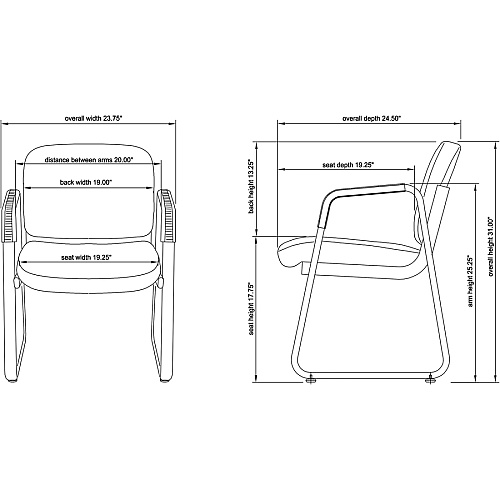 Lorell Upholstered Guest Chair Black Seat Color - Fabric, Plywood Seat Material - Black Back Color - Fabric, Plywood Back Material - Metal Frame Material - Sled Base - Black - 1 Each (LLR84576)