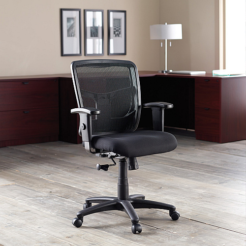 Lorell Ergomesh Managerial Mesh Mid-back Chair Black Seat Color - Fabric Seat Material - Black Back Color - Black Frame Color - 5-star Base - Black - 1 Each (LLR86209)