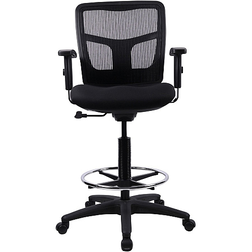 Lorell Ratchet Back Mesh Mid-Back Stool Black Seat Color - Fabric Seat Material - Black Back Color - Mesh Back Material - 5-star Base - Black - 1 Each (LLR86801)