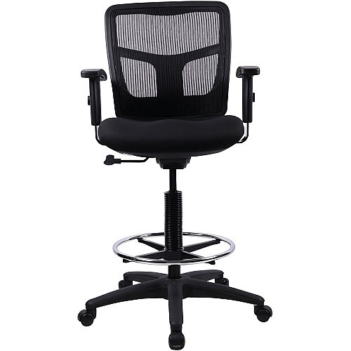 Lorell Ratchet Back Mesh Mid-Back Stool Black Seat Color - Fabric Seat Material - Black Back Color - Mesh Back Material - 5-star Base - Black - 1 Each (LLR86801)