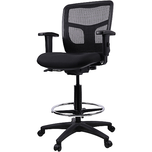 Lorell Ratchet Back Mesh Mid-Back Stool Black Seat Color - Fabric Seat Material - Black Back Color - Mesh Back Material - 5-star Base - Black - 1 Each (LLR86801)