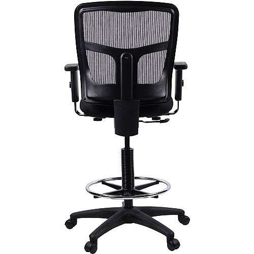 Lorell Ratchet Back Mesh Mid-Back Stool Black Seat Color - Fabric Seat Material - Black Back Color - Mesh Back Material - 5-star Base - Black - 1 Each (LLR86801)