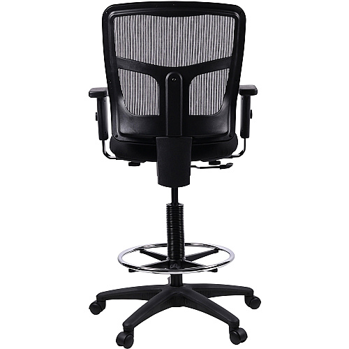 Lorell Ratchet Back Mesh Mid-Back Stool Black Seat Color - Fabric Seat Material - Black Back Color - Mesh Back Material - 5-star Base - Black - 1 Each (LLR86801)