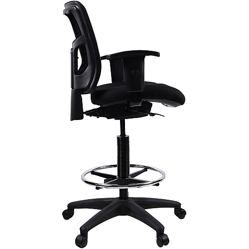 Lorell Ratchet Back Mesh Mid-Back Stool Black Seat Color - Fabric Seat Material - Black Back Color - Mesh Back Material - 5-star Base - Black - 1 Each (LLR86801)