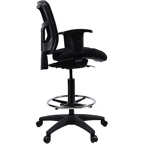 Lorell Ratchet Back Mesh Mid-Back Stool Black Seat Color - Fabric Seat Material - Black Back Color - Mesh Back Material - 5-star Base - Black - 1 Each (LLR86801)