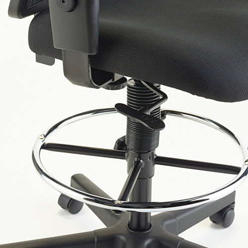 Lorell Ratchet Back Mesh Mid-Back Stool Black Seat Color - Fabric Seat Material - Black Back Color - Mesh Back Material - 5-star Base - Black - 1 Each (LLR86801)