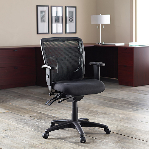 Lorell Ergomesh Swivel Mesh Mid-back Office Chair Black Seat Color - Fabric Seat Material - Black Back Color - Black Frame Color - 5-star Base - Black - 1 Each (LLR86802)