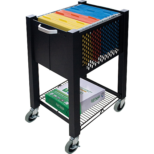 Vertiflex InstaCart Sidekick File Cart 4 Casters - 2.75" Caster Size - Steel - 15.50" Width x 13.75" Depth x 26.25" Height - Black - 1 Each (VF53002)