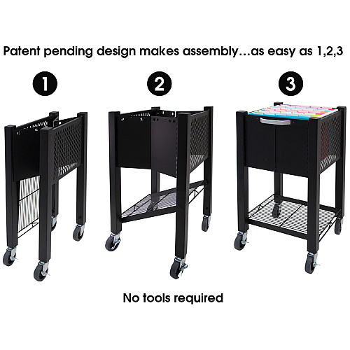 Vertiflex InstaCart Sidekick File Cart 4 Casters - 2.75" Caster Size - Steel - 15.50" Width x 13.75" Depth x 26.25" Height - Black - 1 Each (VF53002)