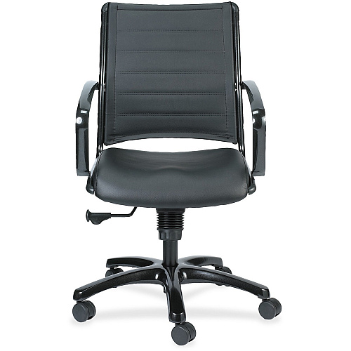 Eurotech Europa Titanium Frame Executive Chair Black Seat Color - Leather Seat Material - Black Back Color - Leather Back Material - Titanium Frame Color - 5-star Base - 1 Each (LE222TNM)