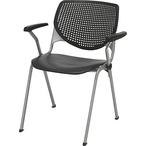 KFI 2300 Kool Series Black Seat Color - Polypropylene Seat Material - Black Back Color - Polypropylene, Aluminum Alloy Back Material - Silver, Powder Coated Frame Color - Steel Frame Material - Four-legged Base - Armrest - 1 Each (2300SLP10)