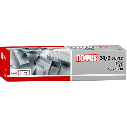 Novus 24/6 Super Premium Staples 15/64" Leg - Silver - Steel - 1000 / Carton (0400026)