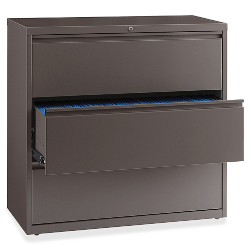 Lorell Fortress Series Lateral File 42" Width x 18.6" Depth x 40.3" Height - 3 x Drawer(s) for File - A4, Legal, Letter - Lateral - Magnetic Label Holder, Locking Drawer, Pull-out Drawer, Ball Bearing Slide, Reinforced Base, Adjustable Glide, L (LLR60476)