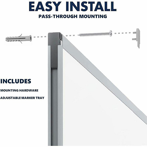 Mead Basic Dry-Erase Board 96.6" (8.1 ft) Width x 48.6" (4.1 ft) Height - White Melamine Surface - Silver Aluminum Frame - Durable, Marker Tray - 1 Each (85359)