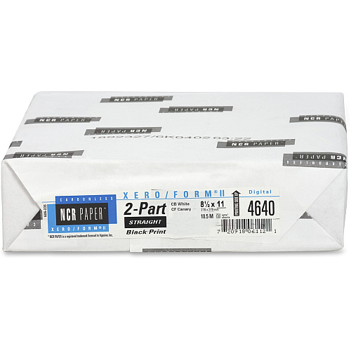 NCR Paper Xero/Form II Carbonless Paper Sheets - White/Yellow Letter - 8 1/2" x 11" - Smooth - Pre-punched, Flexible, Precollated - White, Canary - 2/Set - 250 / Pack (4640)