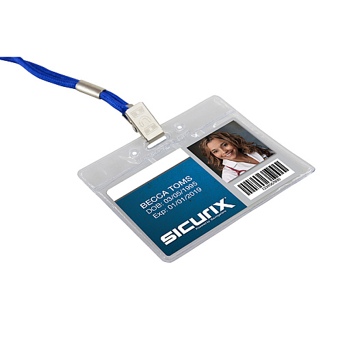 SICURIX Vinyl Punched ID Badge Holders - Horizontal Horizontal - 2.5" Height x 3.5" Width - Vinyl - Clear - 50 / Pack (67815)