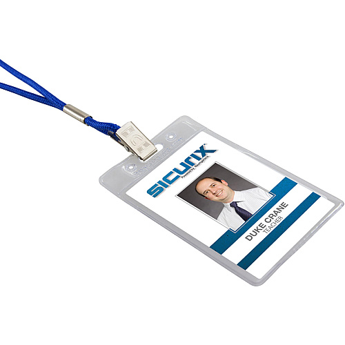 SICURIX Vinyl Punched ID Badge Holders - Vertical Horizontal - 3.5" Height x 2.5" Width - Vinyl - Clear - 50 / Pack (67825)