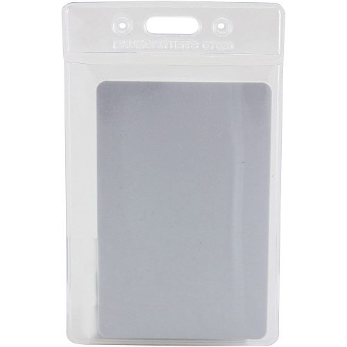SICURIX Vinyl Punched ID Badge Holders - Vertical Horizontal - 3.5" Height x 2.5" Width - Vinyl - Clear - 50 / Pack (67825)