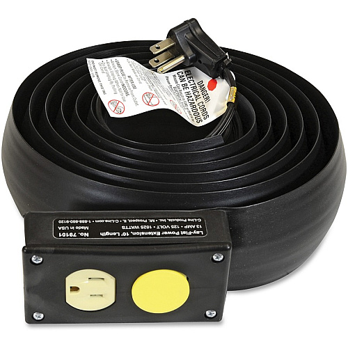 C-Line Lay-Flat Power Extension / Cord Cover 16 Gauge - 125 V AC / 13 A - Black - 10 ft Cord Length - 1 Each (79101)