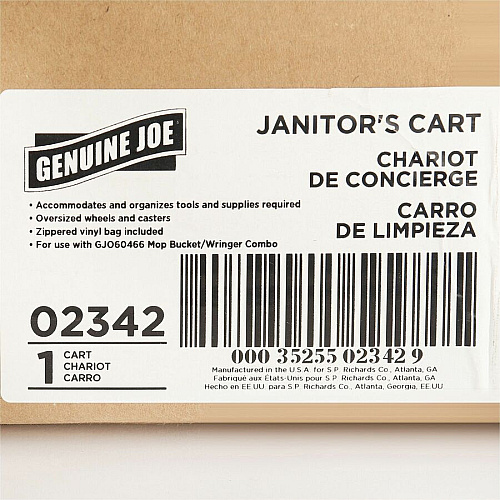 Genuine Joe Workhorse Janitor's Cart 40" Width x 20.50" Depth x 38" Height - Charcoal, Yellow - 1 Each (GJO02342)