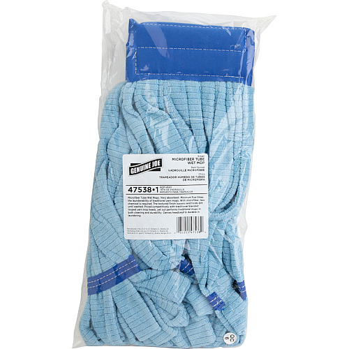 Genuine Joe Microfiber Wet Mophead Refill Small - Launderable, Absorption - MicroFiber - Blue - 1 Each (GJO47538)