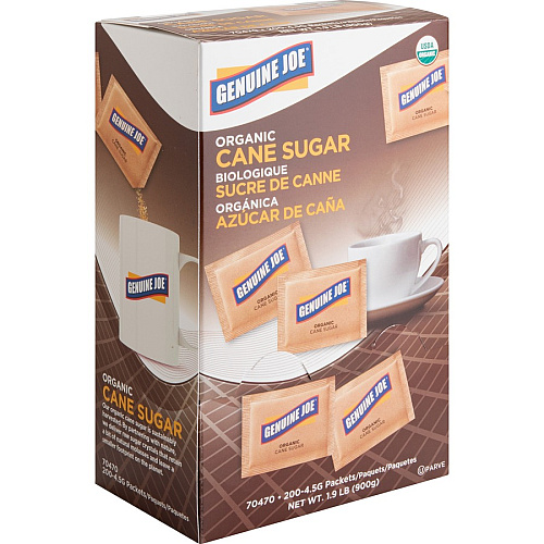 Genuine Joe Turbinado Natural Cane Sugar Packets 0.159 oz (4.5 g) - Molasses Flavor - Natural Sweetener - 200 / Box (GJO70470)