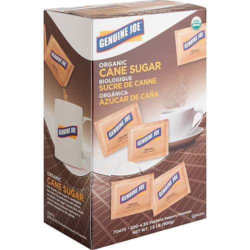 Genuine Joe Turbinado Natural Cane Sugar Packets 0.159 oz (4.5 g) - Molasses Flavor - Natural Sweetener - 200 / Box (GJO70470)