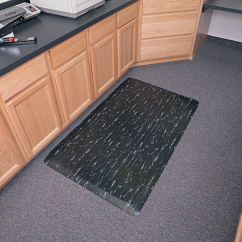 Genuine Joe Marble Top Anti-fatigue Mats Office, Airport, Bank, Copier, Teller Station, Service Counter, Assembly Line, Industry - 24" Width x 36" Depth x 0.500" Thickness - High Density Foam (HDF) - Black Marble - 1 Each (GJO71211)