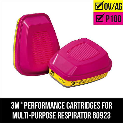 Tekk Protection Multipurpose Respirator Replacement Cartridges Liquid, Gases, Vapor Protection - Pink - 2 / Pack (60923HB1C)