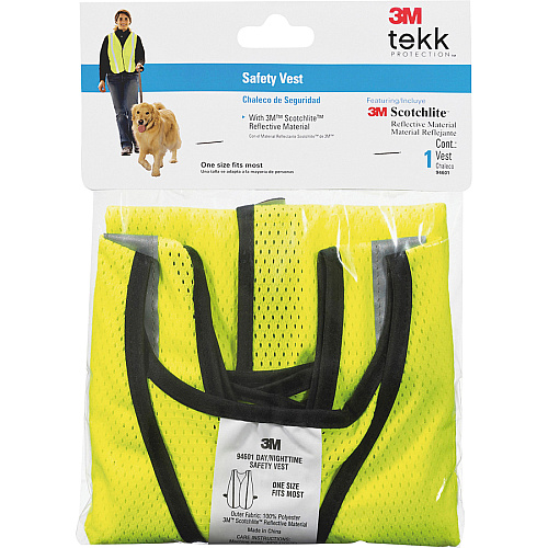 3M Reflective Safety Vest Visibility Protection - Polyester - Yellow - Lightweight, Reflective, Adjustable Strap, Breathable, Hook & Loop Closure, Pocket - 1 Each (9460180030T)