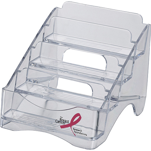 Officemate 4-tier BCA Business Card Holder 4" Height x 3.8" Width x 4" Depth - Plastic - Clear - 1 Each (08930)